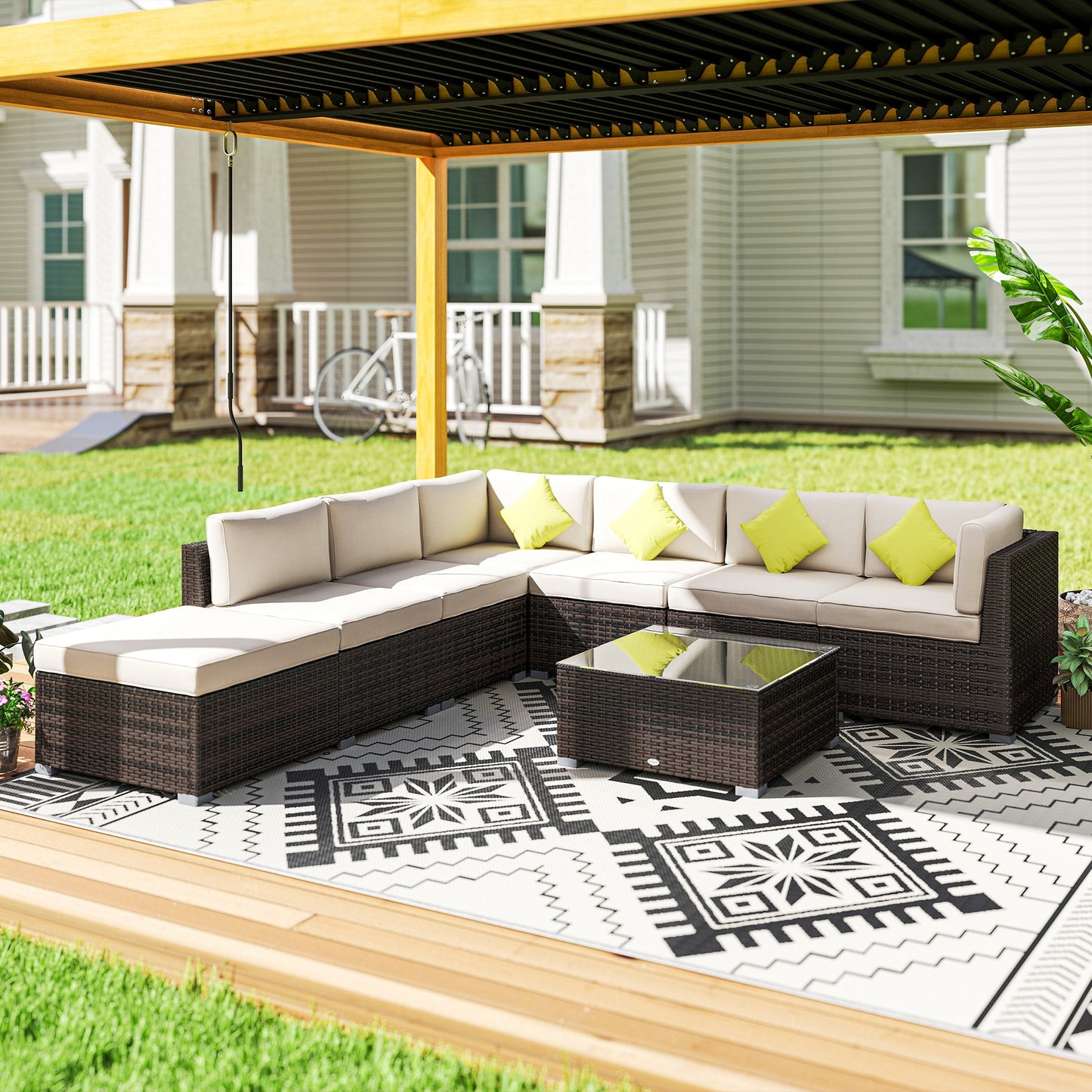 Riviera 8 Piece Rattan Corner Sofa Set with Wide & Deep Seat