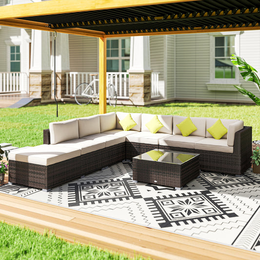 Riviera 8 Piece Rattan Corner Sofa Set with Wide & Deep Seat
