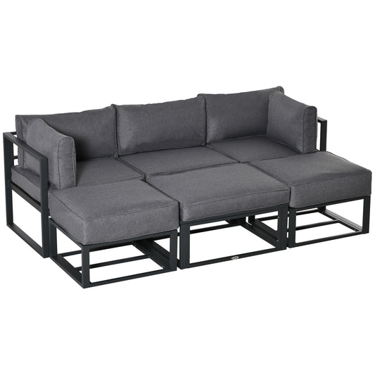 Outsunny 6 Piece Outdoor Couch, Sectional Sofa Set with Aluminum Patio Conversation Furniture, Grey