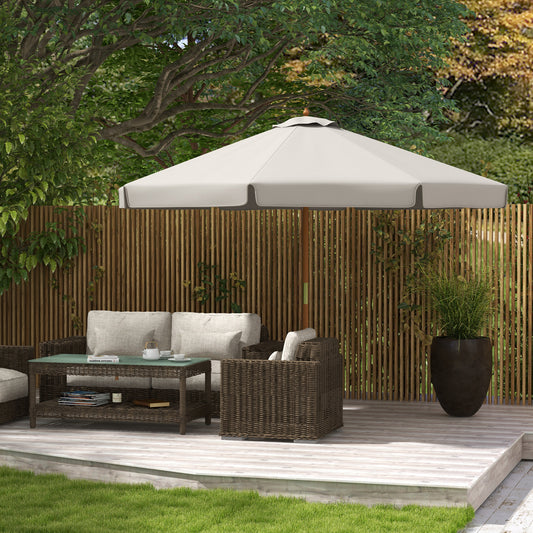 3.3m Elegant Wooden Parasol - Grey