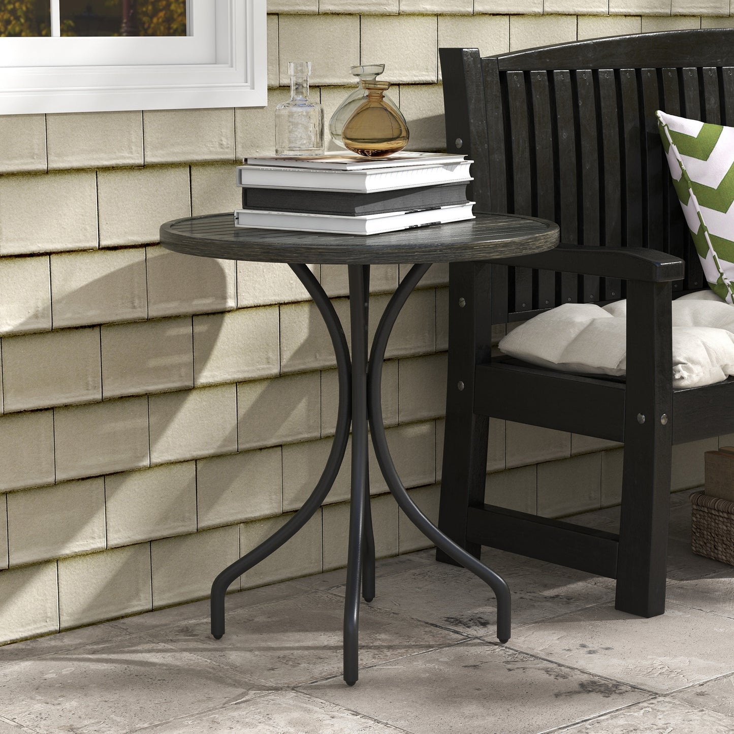 Tivoli Φ66cm Galvanised Steel Garden Table - Grey