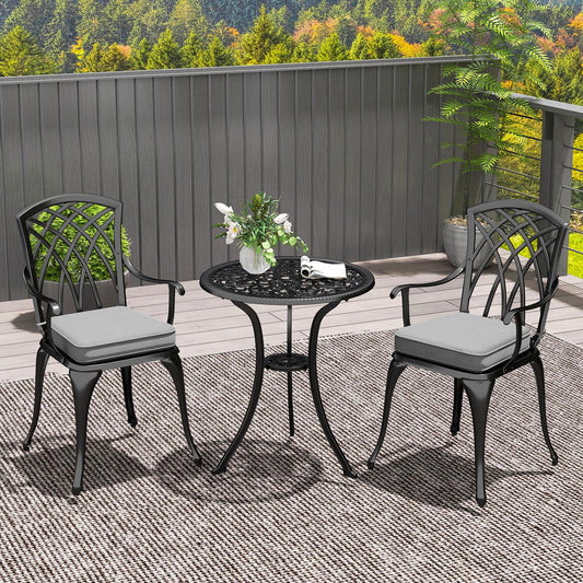 Monaco Three-Piece Cast Aluminium Bistro Set - Black