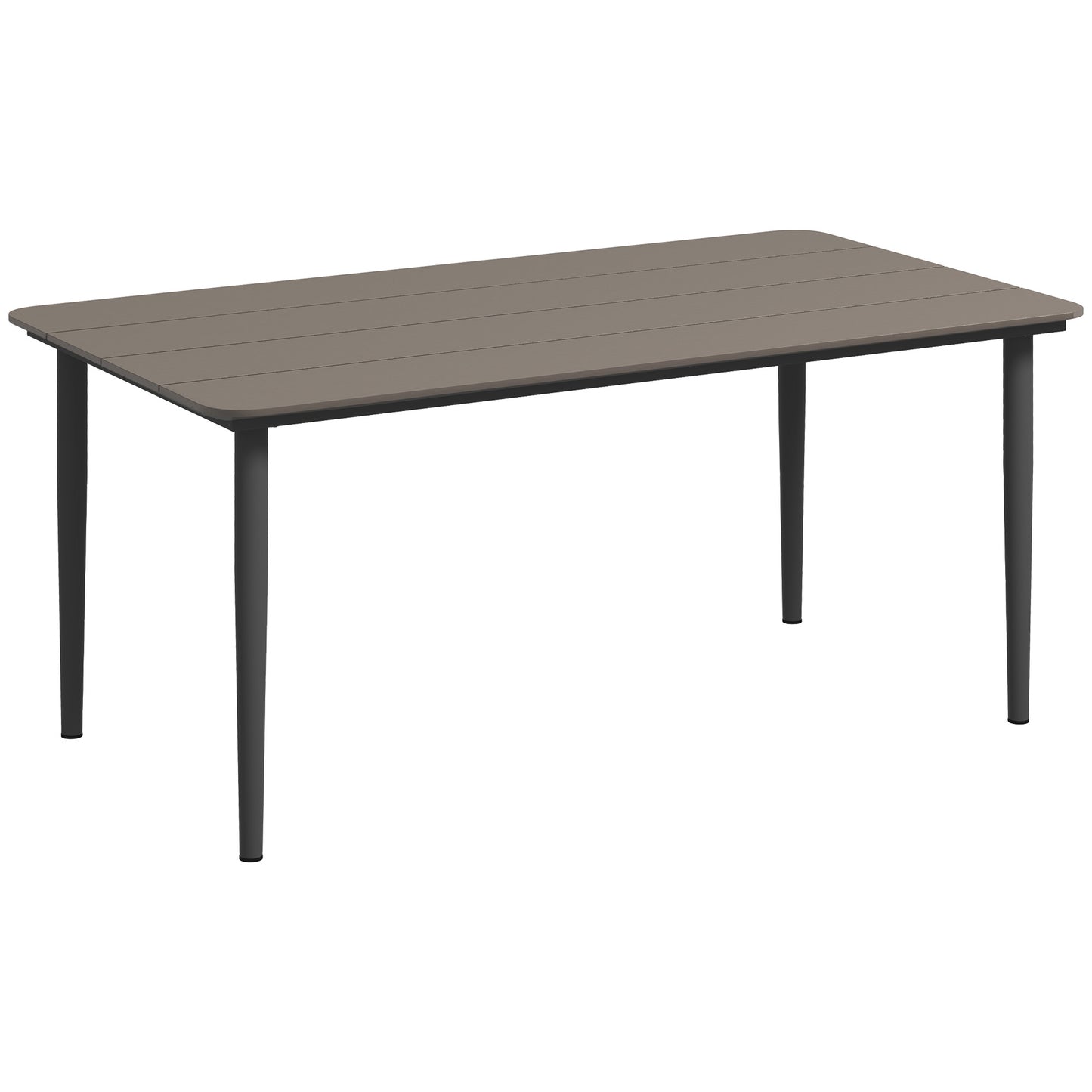 Outsunny Outdoor Dining Table for 6 People with Rust Resistant Metal Frame, WPC Top, Dark Grey