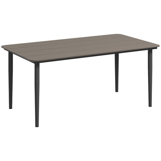 Outsunny Outdoor Dining Table for 6 People with Rust Resistant Metal Frame, WPC Top, Dark Grey