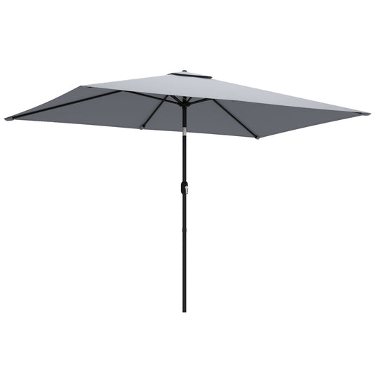 Outsunny Garden Parasol, Parasol Umbrella with Crank Handle, Tilt Function, Polyester Canopy, Light Grey
