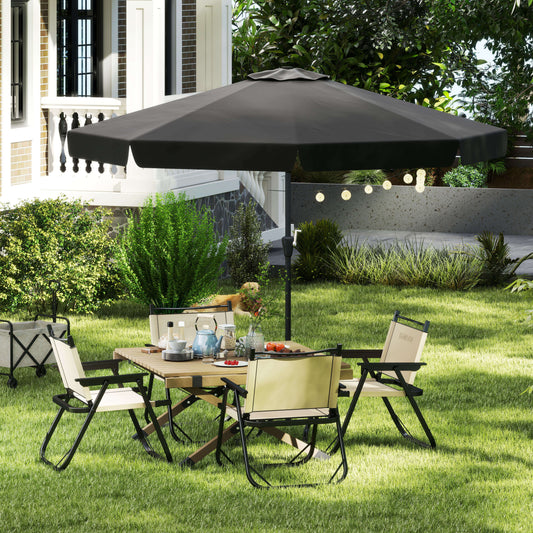 2.7m Patio Parasol Garden Umbrellas Outdoor Sun Shade Table Umbrella with Tilt, Crank, 8 Ribs, Ruffles