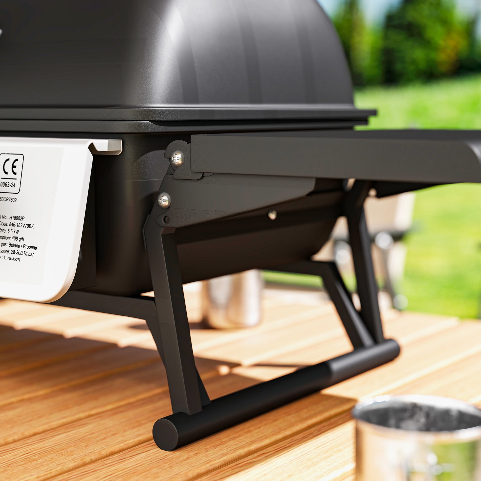 Outsunny Two-Burner Compact Gas Grill with 2 Folding Side Shelves - Black