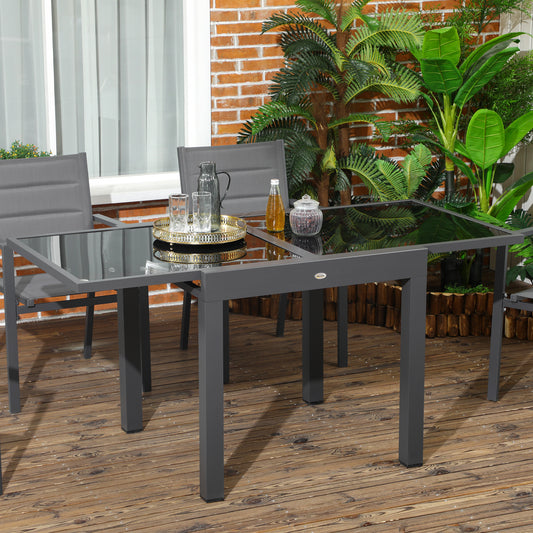 Monaco Extending Garden Table, Garden Dining Table with Aluminium Frame and Tempered Glass Tabletop