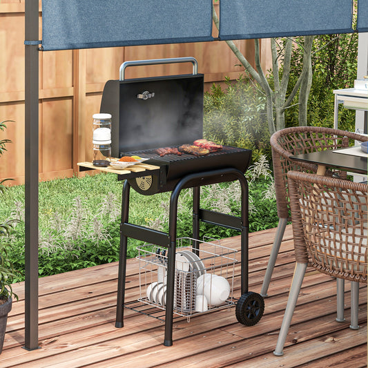 Charcoal BBQ, with Thermometer, Shelves and Wheels
