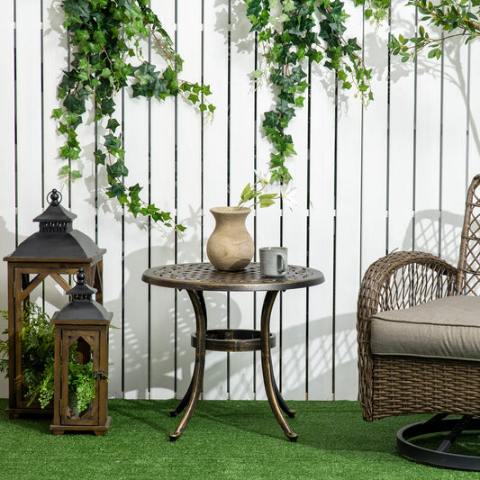 Tivoli Garden Table, Cast Aluminium Patio End Table with Anti-slip Foot Pads for Garden, Patio, Balcony