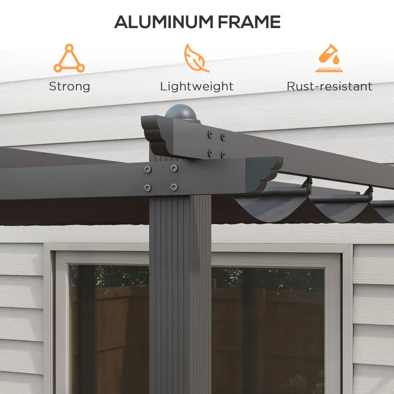 3m x 4m Aluminium Retractable Pergola – Dark Grey Outdoor Patio Garden Shade Shelter