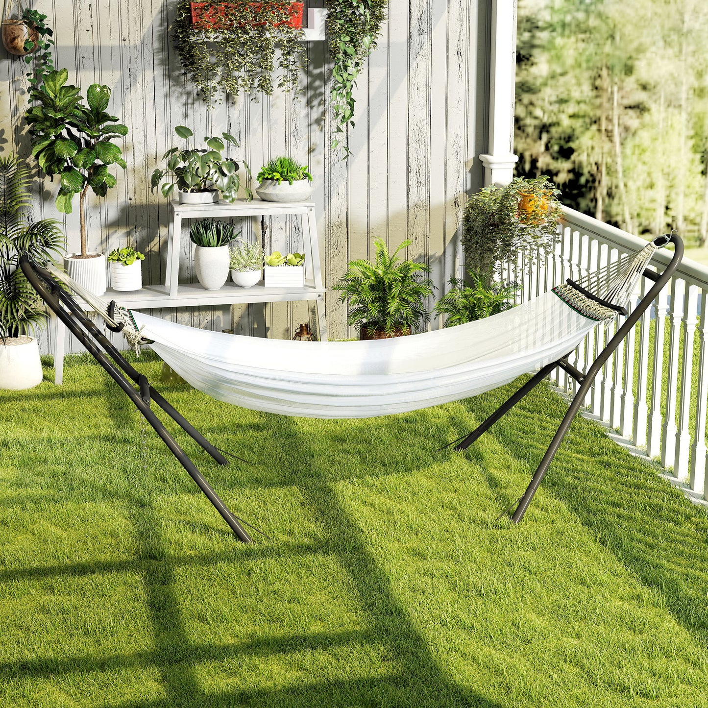 Amalfi 9ft Hammock Stand Adjustable Hammock Frame with Non-Slip Feet for, 150 kg Capacity, Black