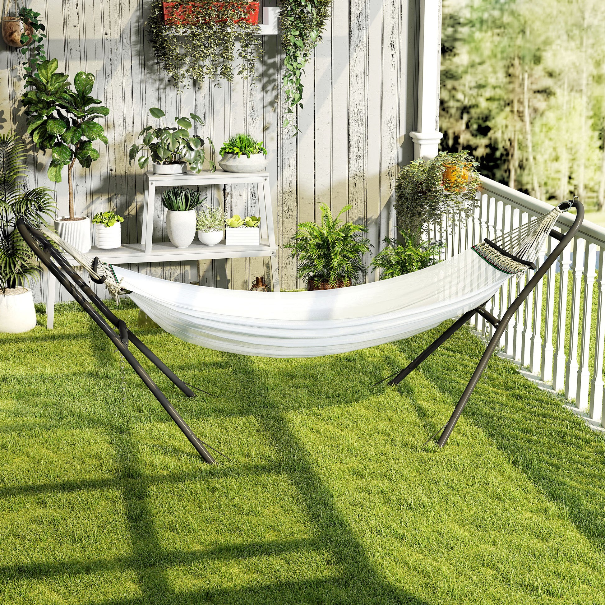 Amalfi 9ft Hammock Stand Adjustable Hammock Frame with Non-Slip Feet for, 150 kg Capacity, Black