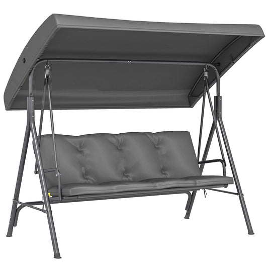 Outsunny Three-Seater Garden Swing Seat - Dark Grey