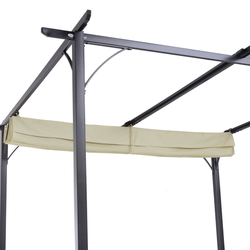 3m x 3m Steel Pergola with Beige Coloured Retractable Shade Canopy