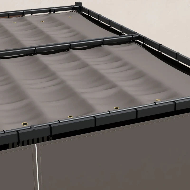 Light Grey 3m x 3m Retractable Roof Pergola Canopy – Outdoor Patio Shelter with Curtains, Metal Frame & Secure Fixing Kit