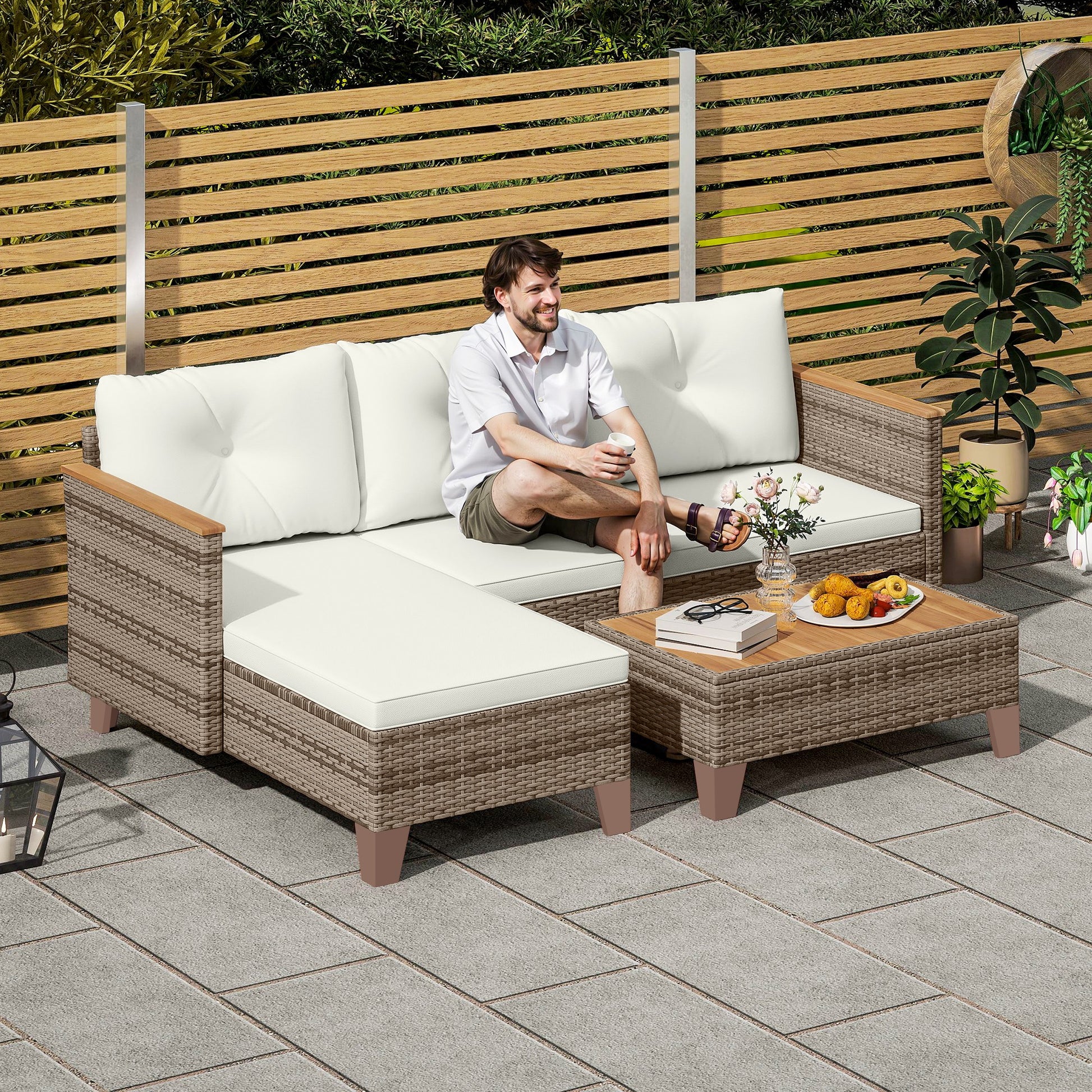 Marbella 3 Piece Rattan Garden Furniture Set