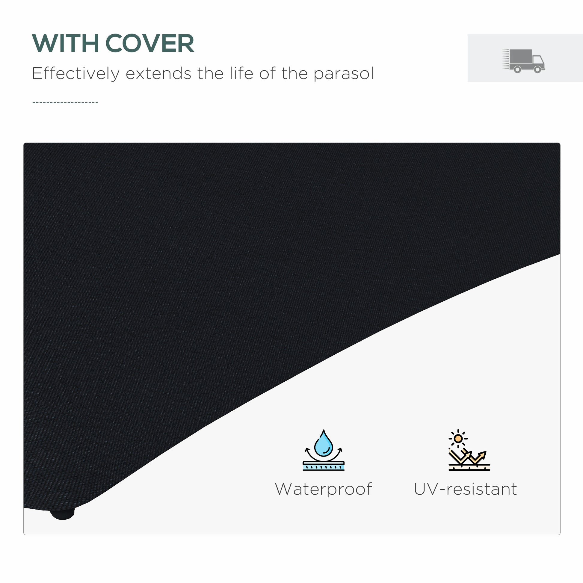 Outsunny 3(m) Solar LED Cantilever Parasol - Black