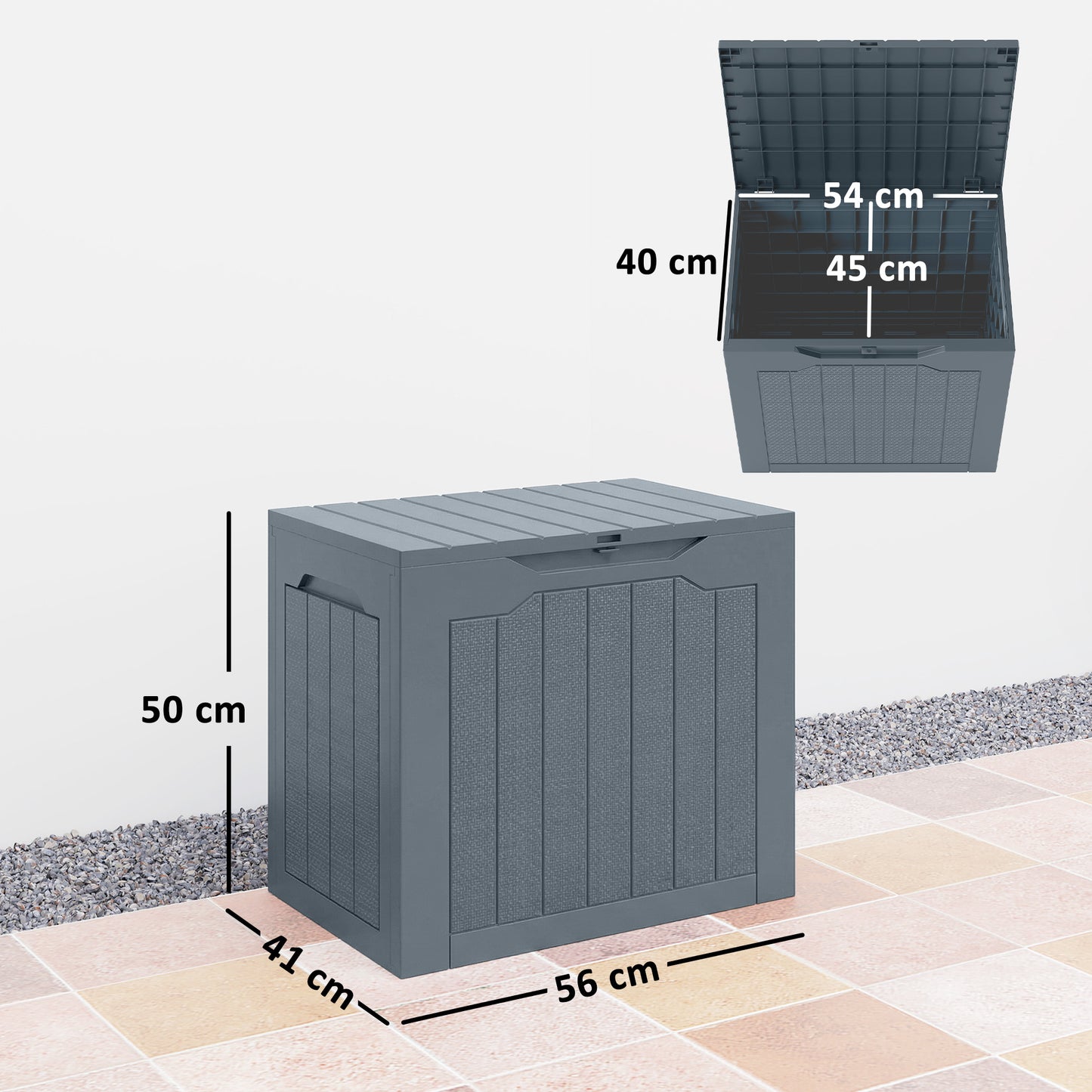 Outsunny - 93L Plastic Garden Storage Box, Light Grey