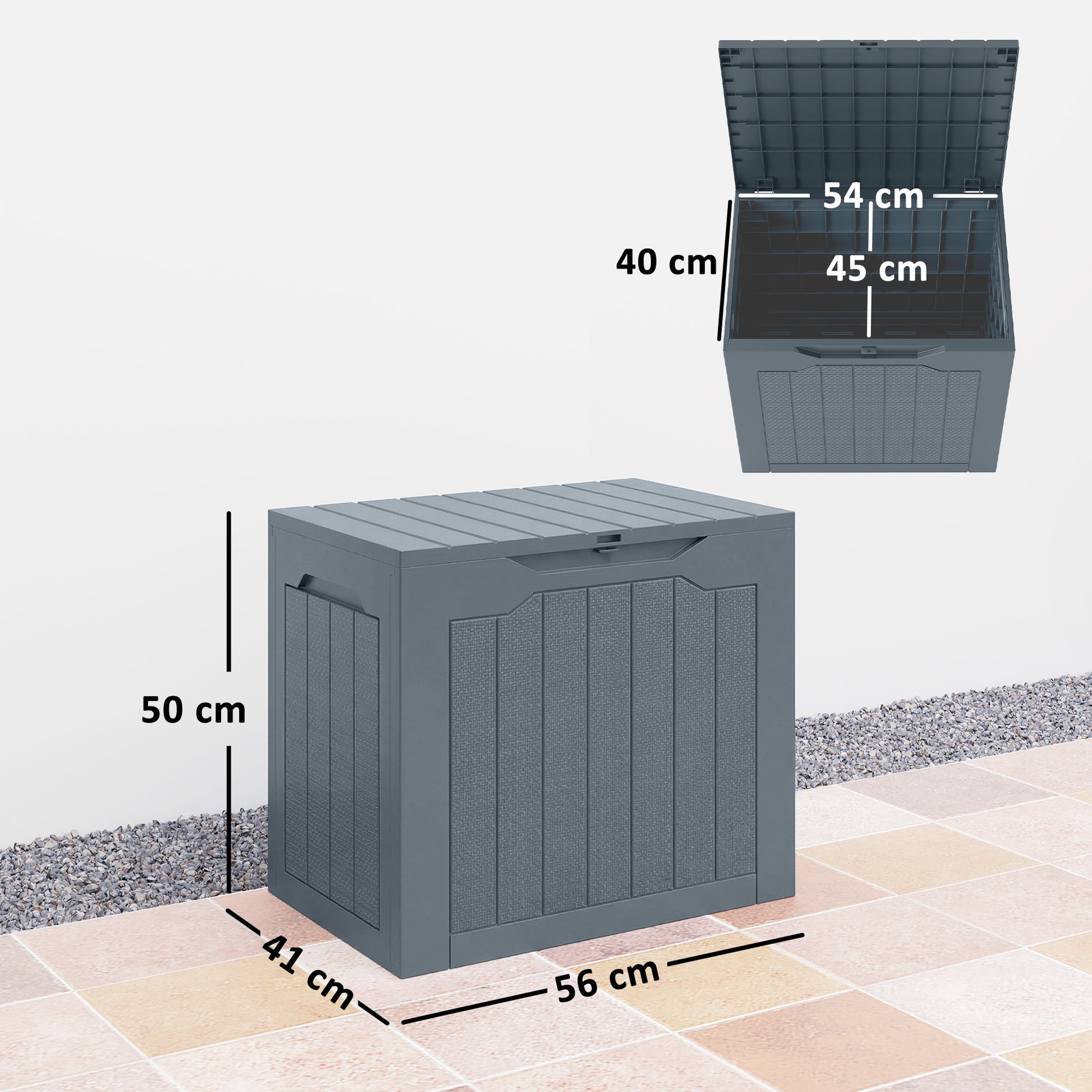 Outsunny - 93L Plastic Garden Storage Box, Light Grey