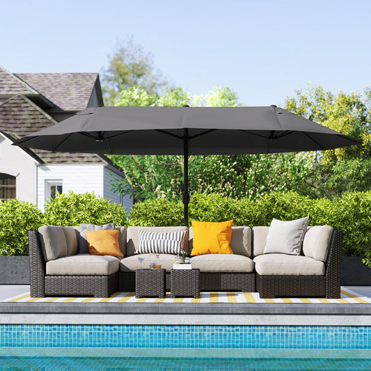 4.6m Double Garden Parasol - Black
