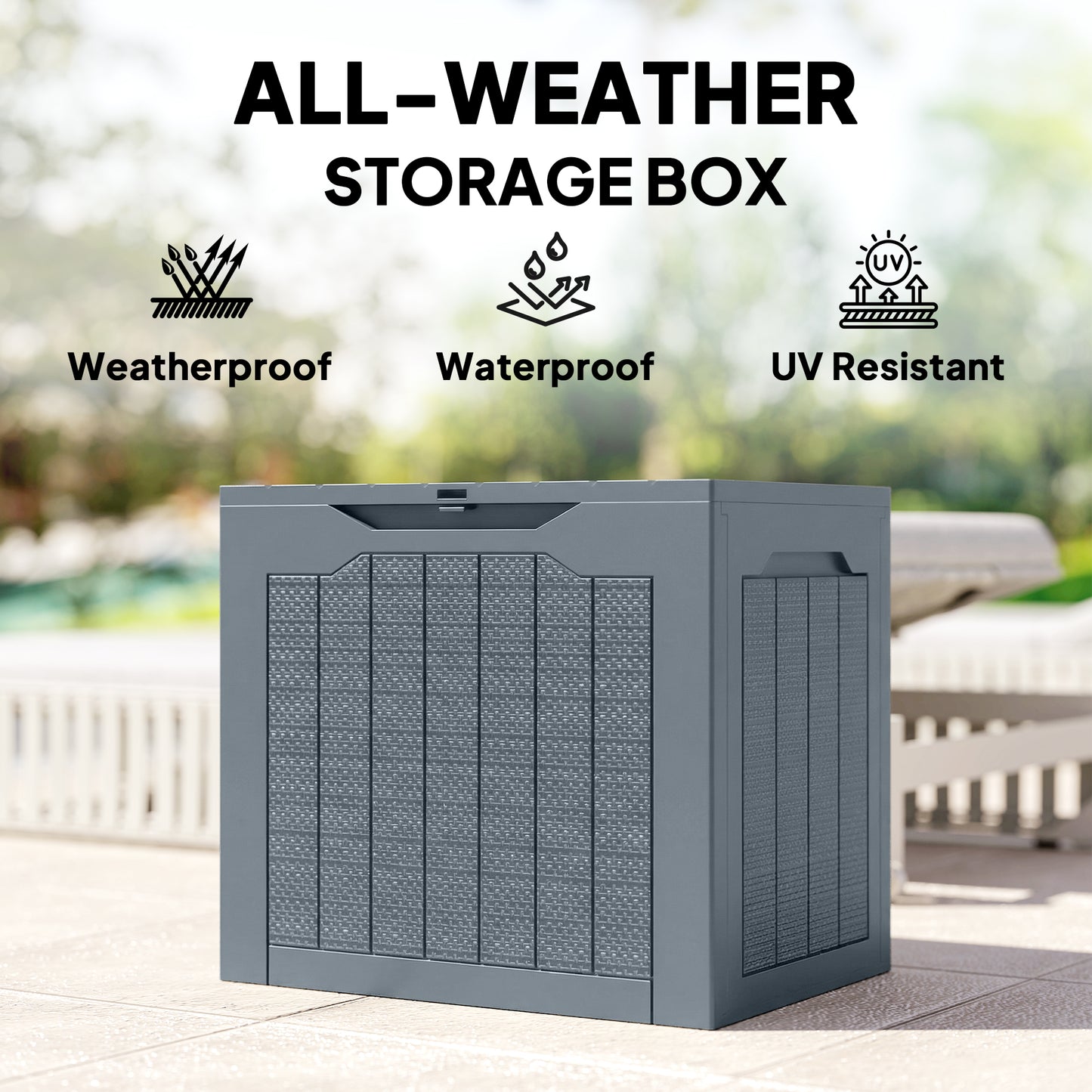 Outsunny - 93L Plastic Garden Storage Box, Light Grey