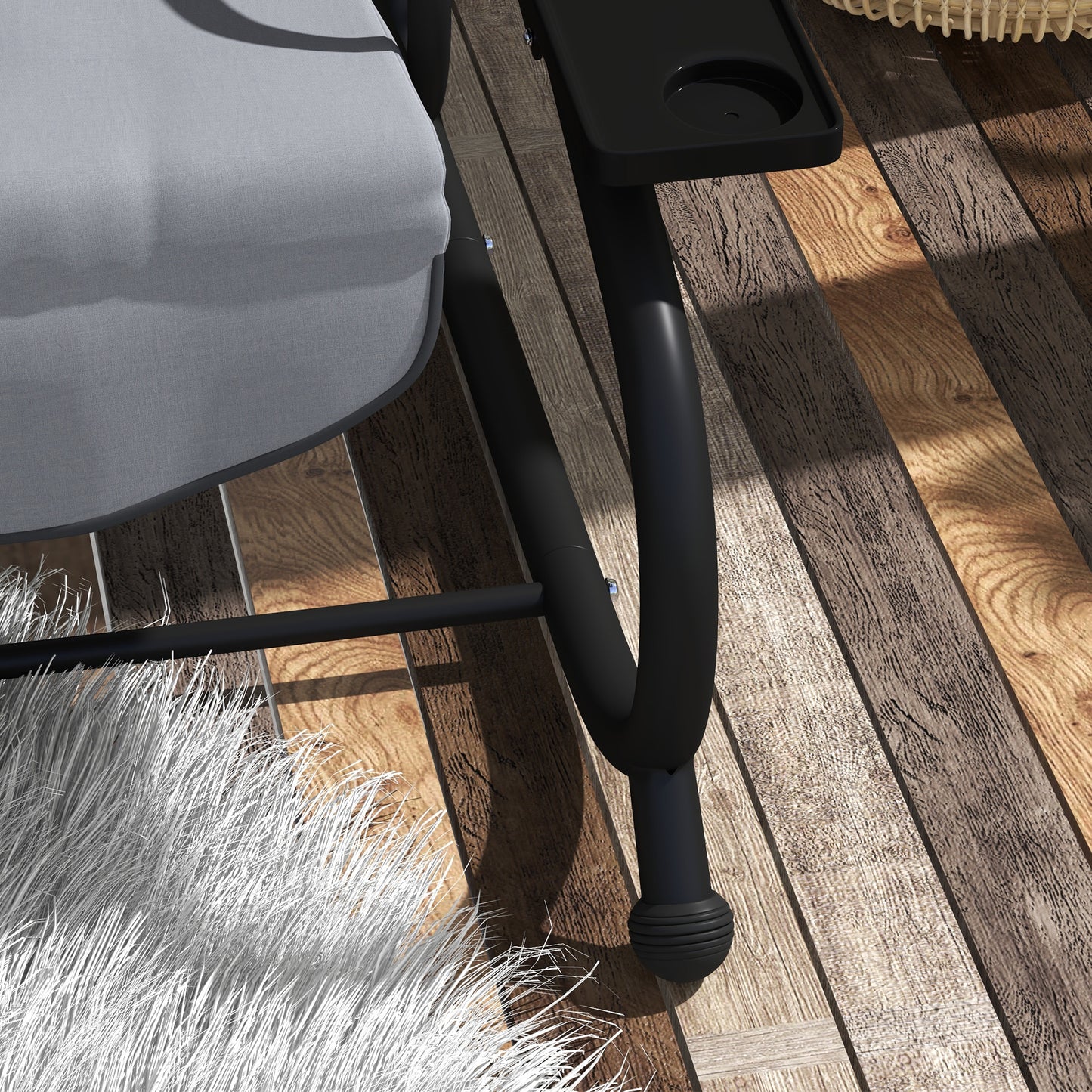 Outsunny Three-Person garden Swing Chair, with Adjustable Canopy - Dark Grey