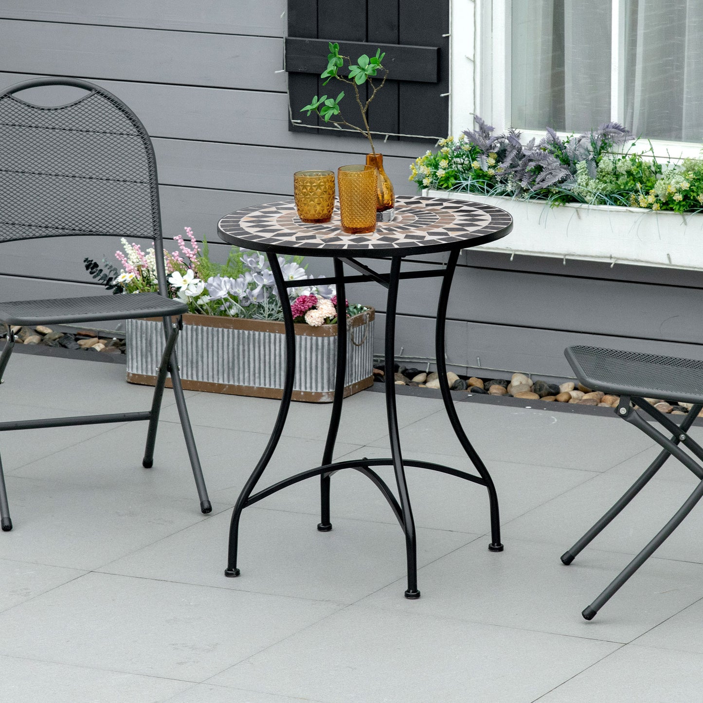 Ibiza Φ60cm Mosaic Garden Table - Black