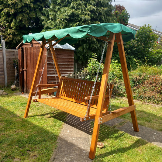 Capri 3-Seater Pinewood Swing Chair-Green