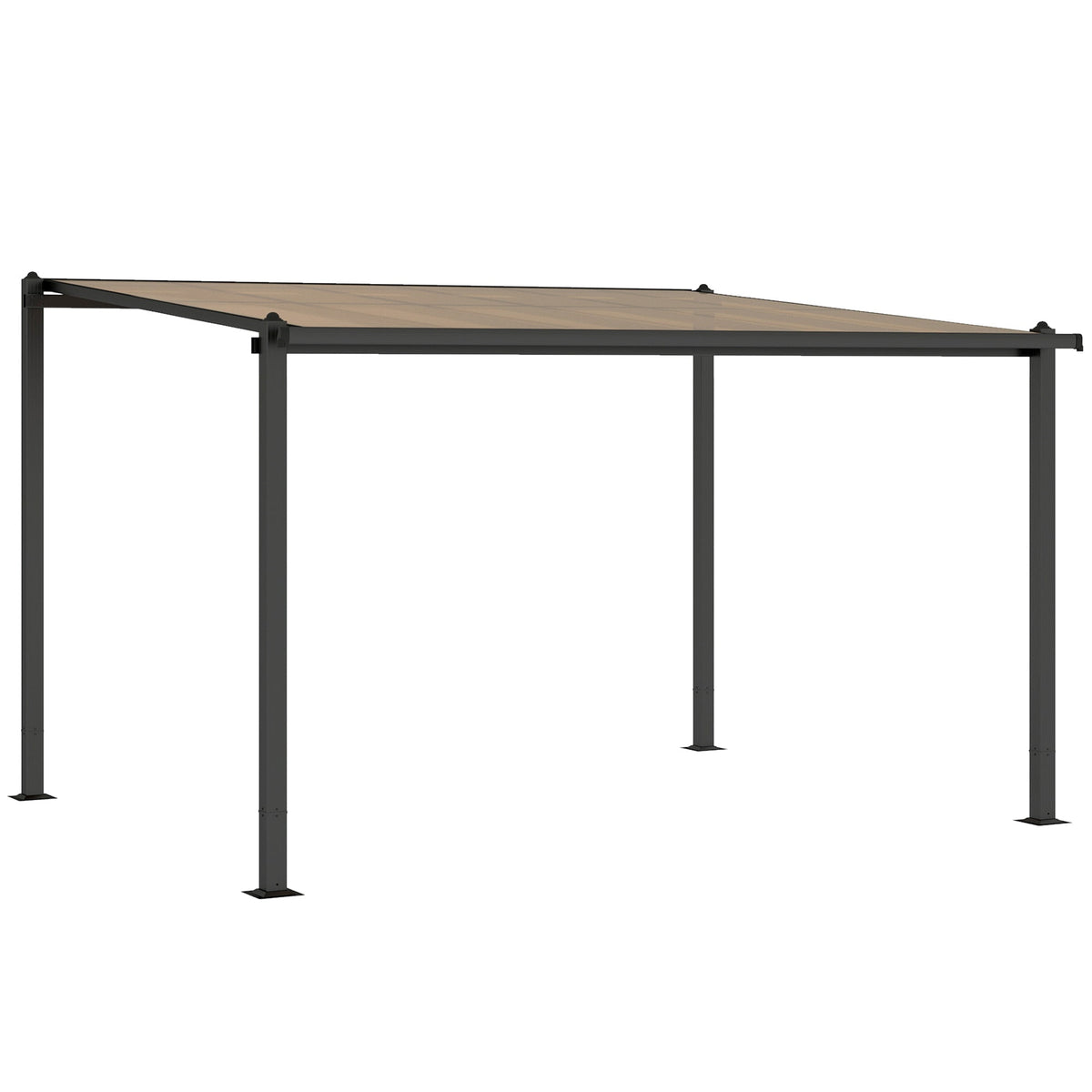 3.6m x 3m Lean – To Metal Pergola with Polycarbonate Hardtop Roof & Drainage Gutters – Aluminium Wall – Mounted Gazebo Patio Cover, Modern Outdoor...