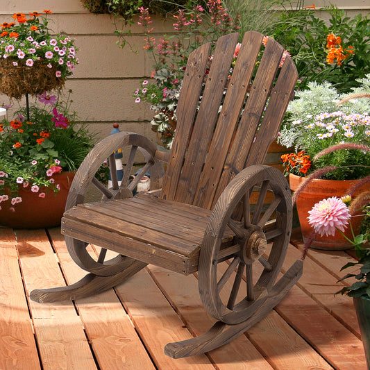 Marbella 2 Piece Wooden Adirondack Rocking Chair Reclining Armchair Garden Furniture Patio Porch Rocker