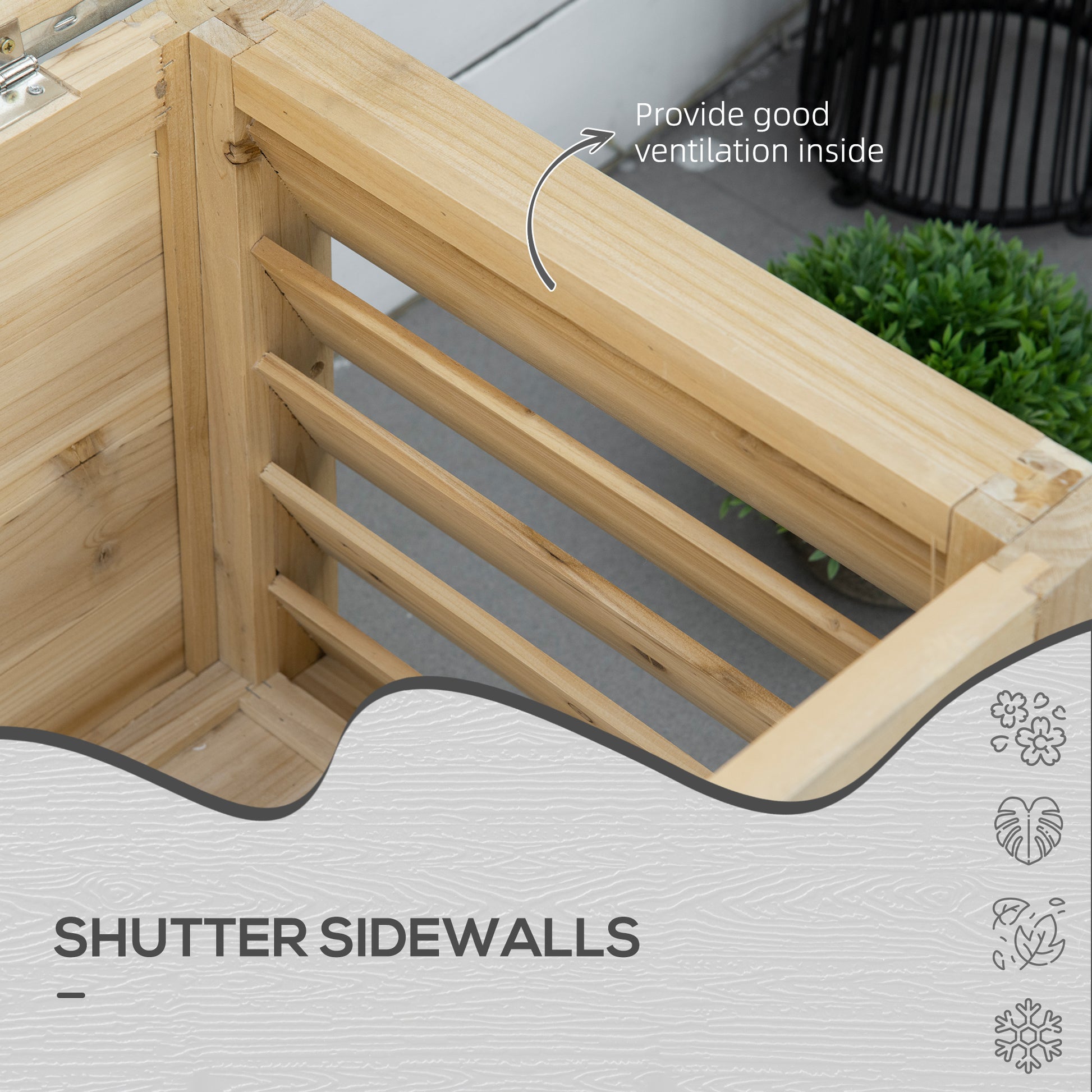 Outsunny - 155L Wooden Garden Storage Box, Natural Wood Finish