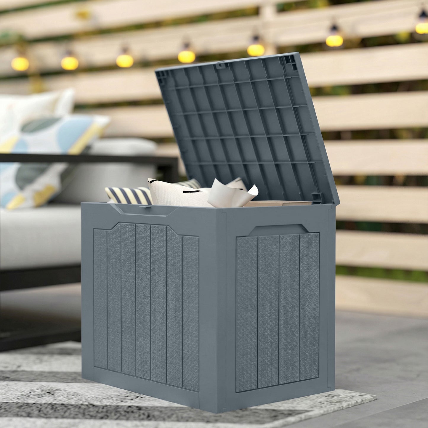 Outsunny - 93L Plastic Garden Storage Box, Light Grey