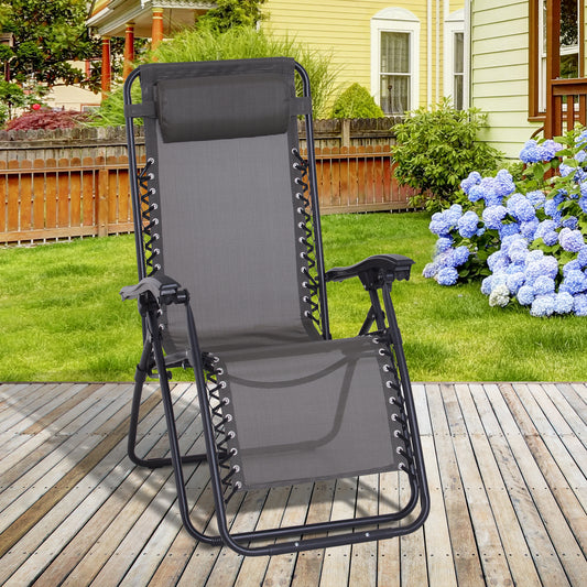 Zero Gravity Chair Metal Frame Texteline Armchair Outdoor Folding and Reclining Sun Lounger with Head Pillow for Patio Decking Gardens Camping,