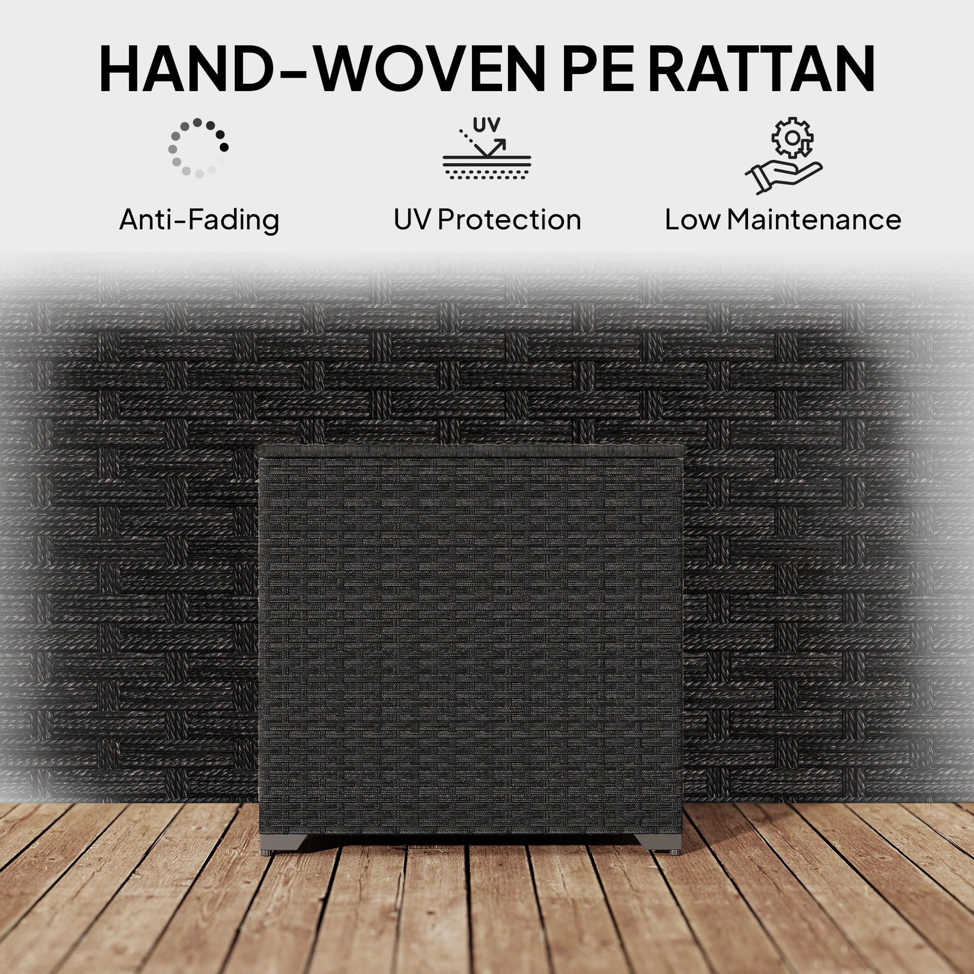 Outsunny - 253L Rattan Garden Storage Box, Black