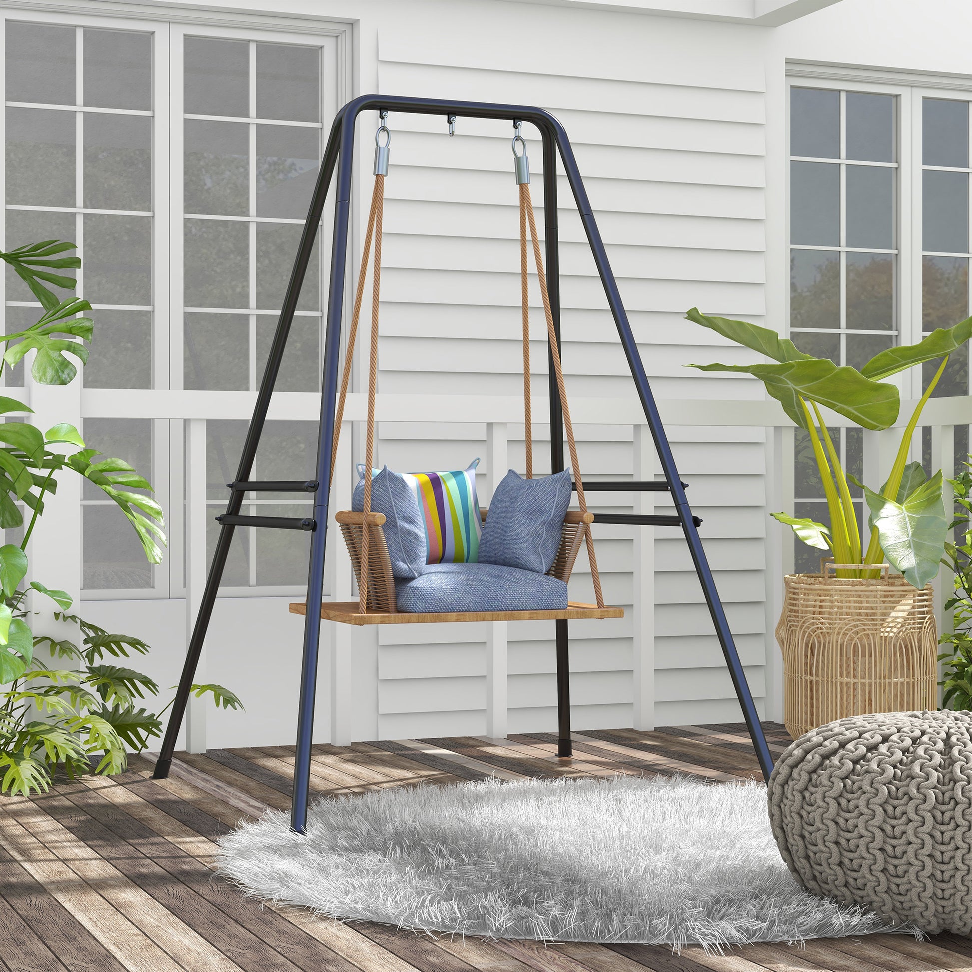 Capri Hammock Chair Stand, Hanging Heavy Duty Metal Frame Hammock Stand for Hanging Hammock Air Porch Swing Chair