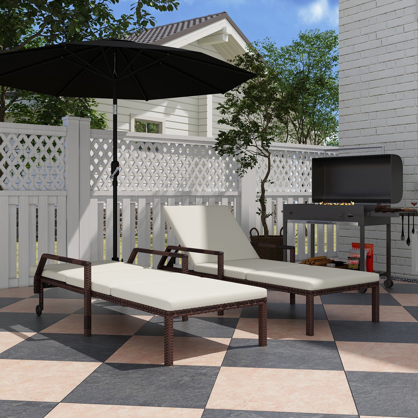 Marbella Outdoor PE Rattan Sun Lounger Set of 2