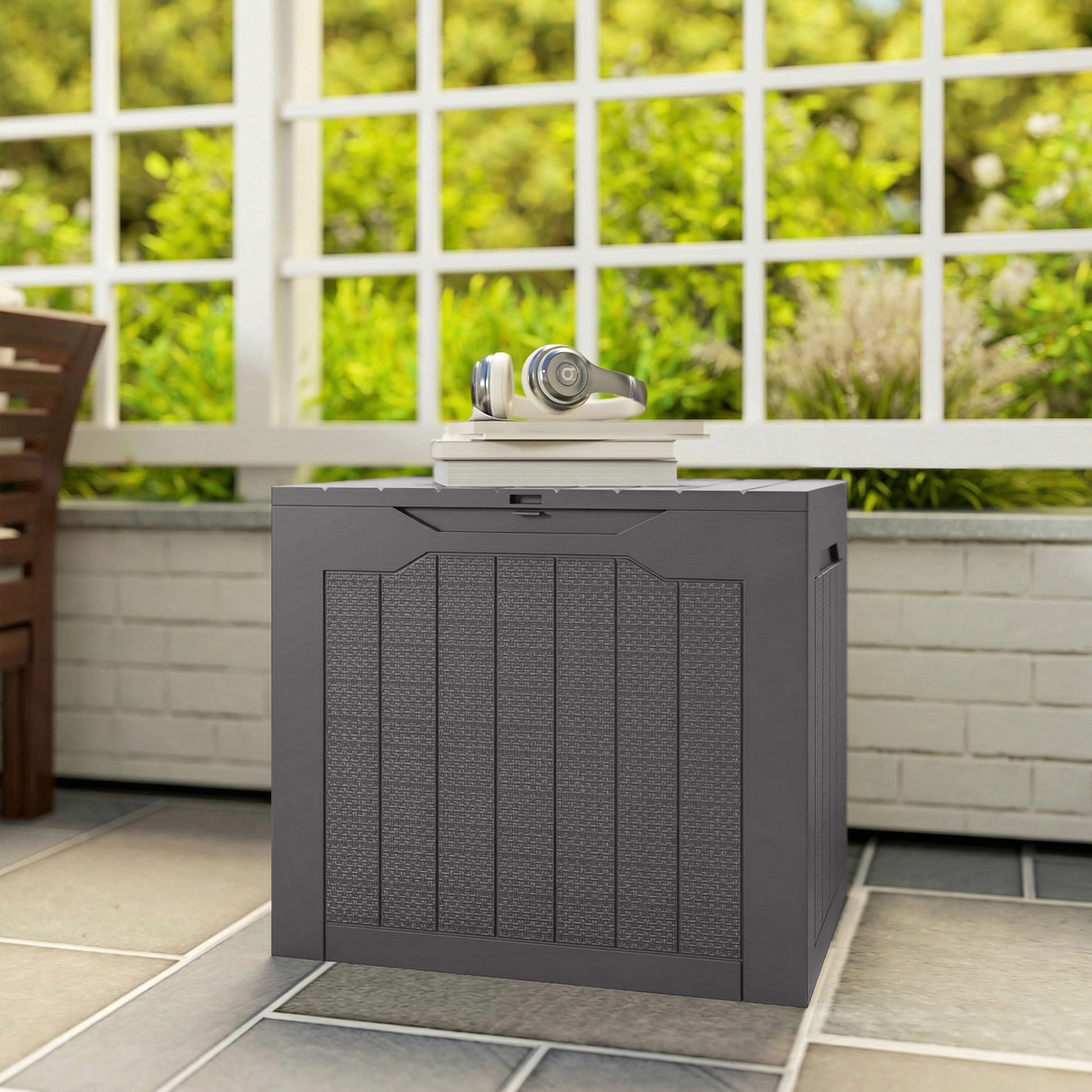 Outsunny - 93L Plastic Garden Storage Box, Brown