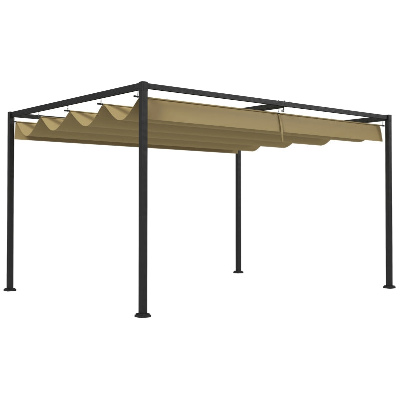 3m x 2m Retractable Roof Pergola – Khaki Outdoor Garden Canopy