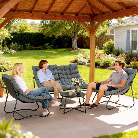 Capri Four-Piece Curved Seat Garden Sofa Set - Grey/Black