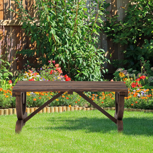 Mediterraneo Garden Rustic Wooden Bench Wheel-Shaped Legs Slatted Seat Stable Reinforced Structure Garden 2-Person