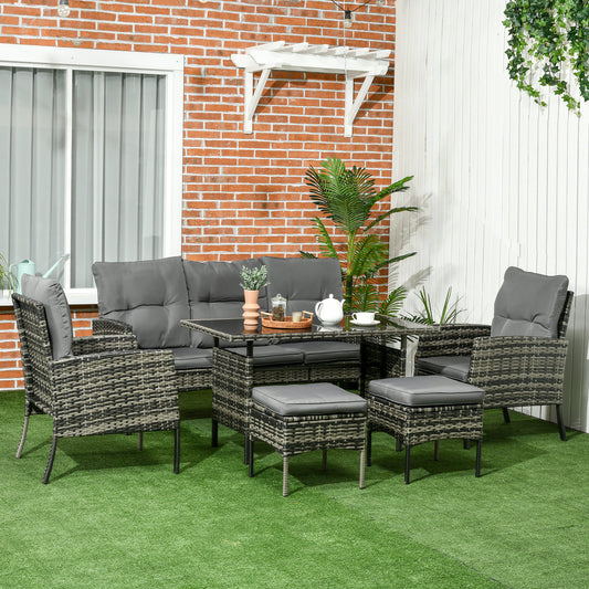 Mediterraneo 5 Seater Rattan Garden Furniture Set, 2 Armchairs, 3-Seater Wicker Sofa