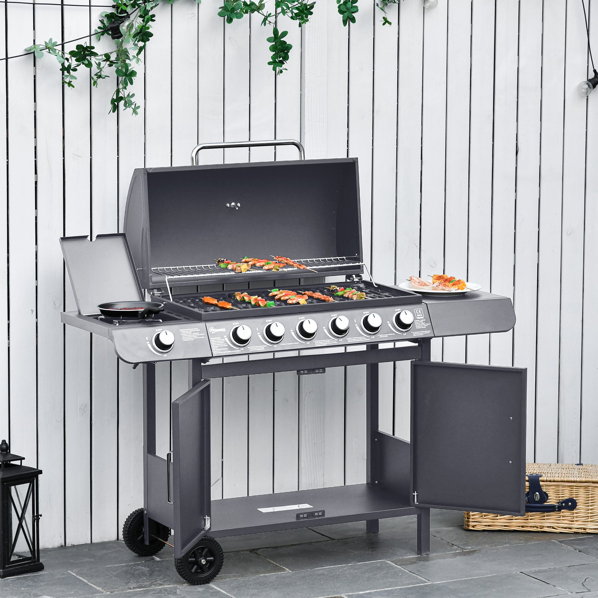Seven-Burner Gas BBQ - Grey