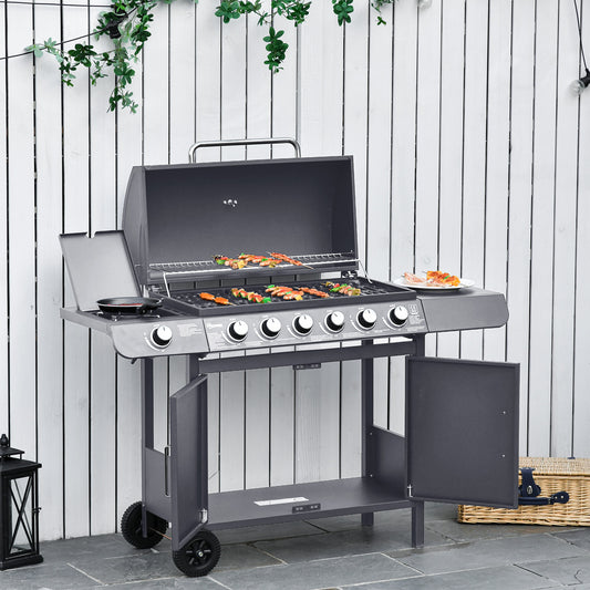 Seven-Burner Gas BBQ - Grey