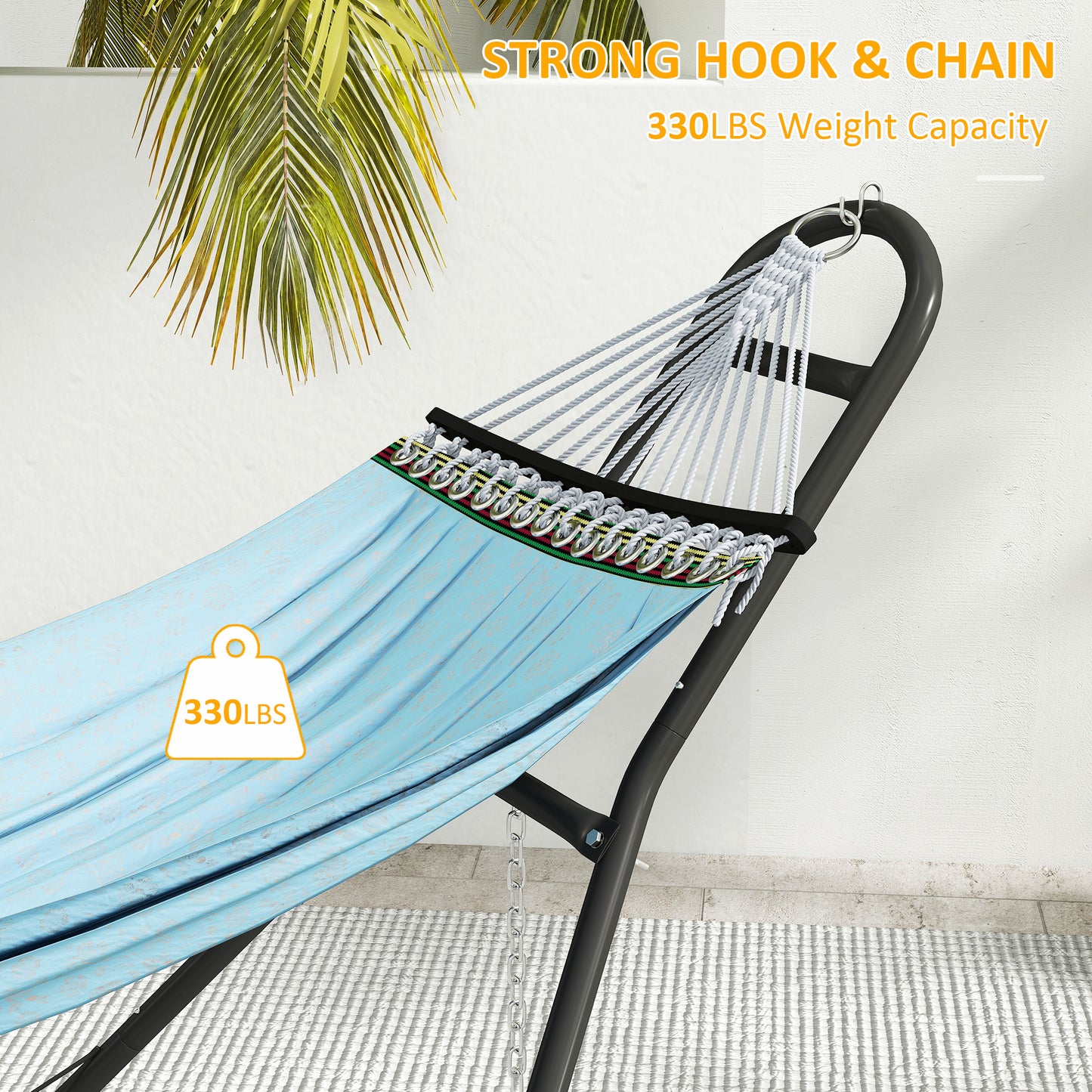 Outsunny 9ft Hammock Stand Adjustable Hammock Frame with Non-Slip Feet for Indoor Outdoor, 150 kg Capacity, Black