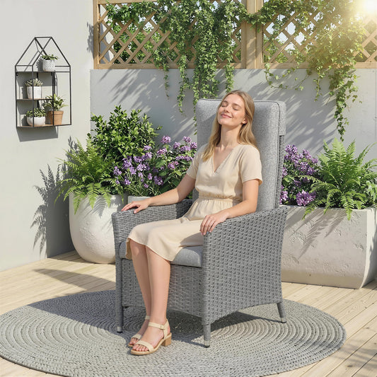 Riviera 105°-150° Reclining Rattan Chair - Light Grey