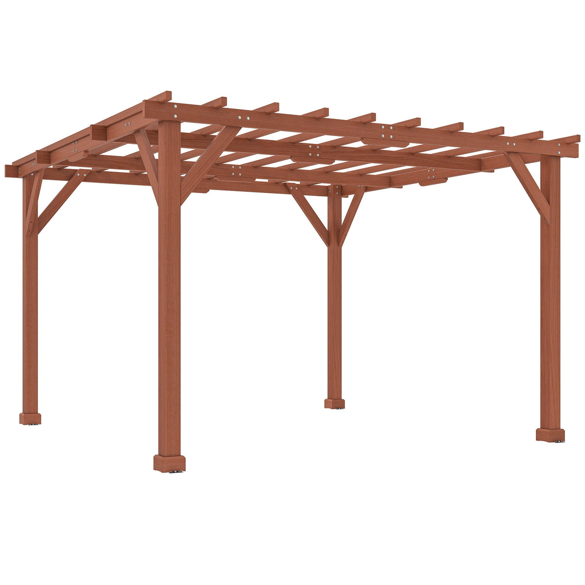 3.3m x 3.3m Wooden Pergola Kit – Garden Pergola with Grape Trellis Roof for Climbing Vines and Flowers