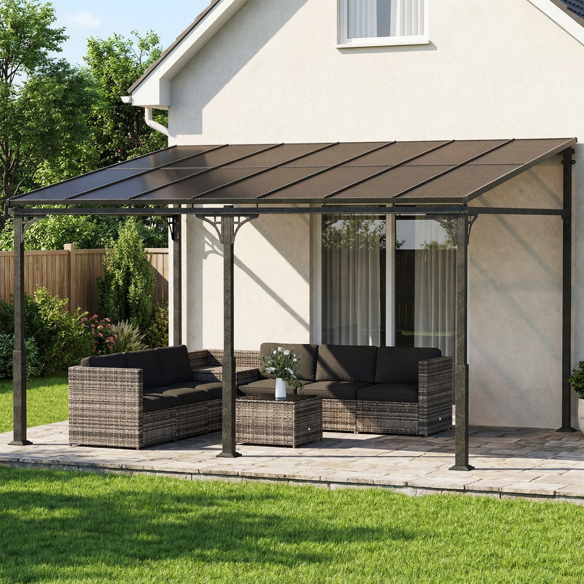 4 x 3 m Metal Lean-to Pergola