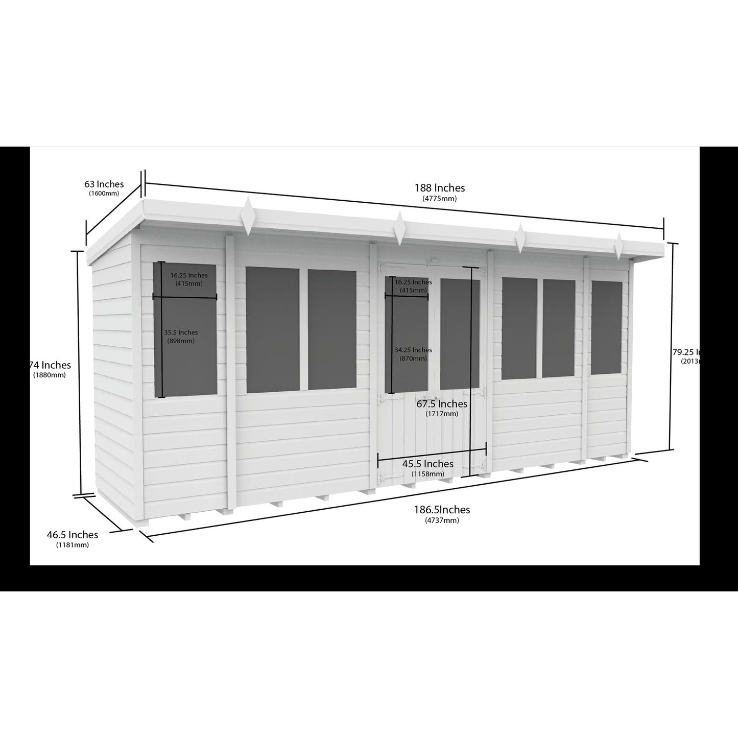 16 x 4 Pent Summer House - view 5