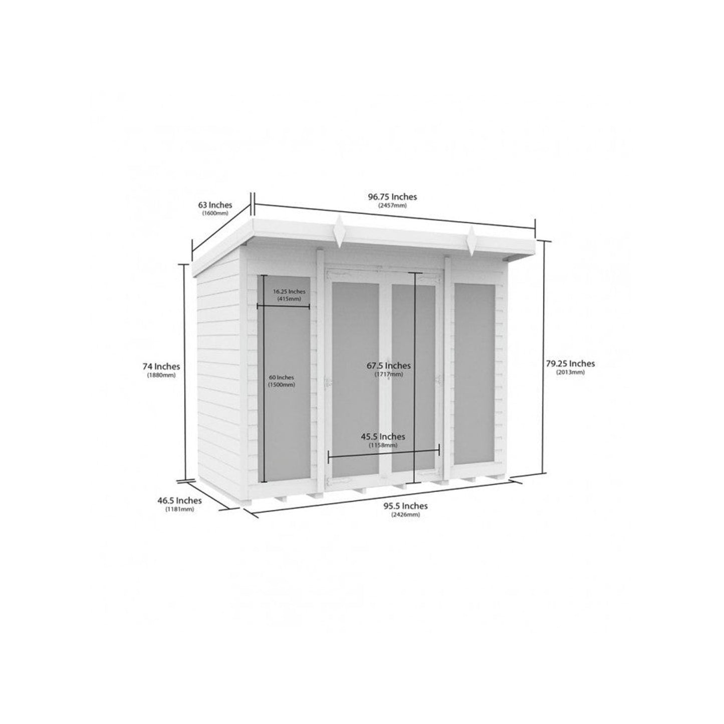 8 x 4 Pent Summer House (Full Height Window) - view 3